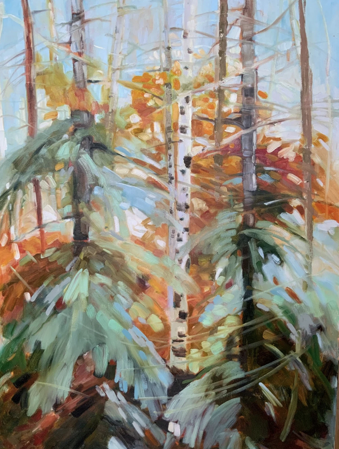 Mémoire d’automne, peinture à l’huile de Nancy Lajeunesse
